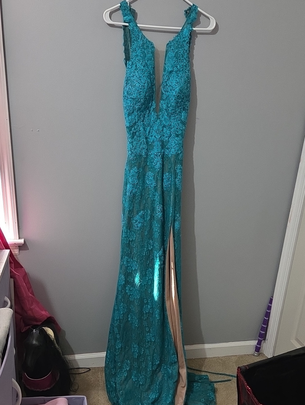 Mori Lee Blush Tan Evening Dress